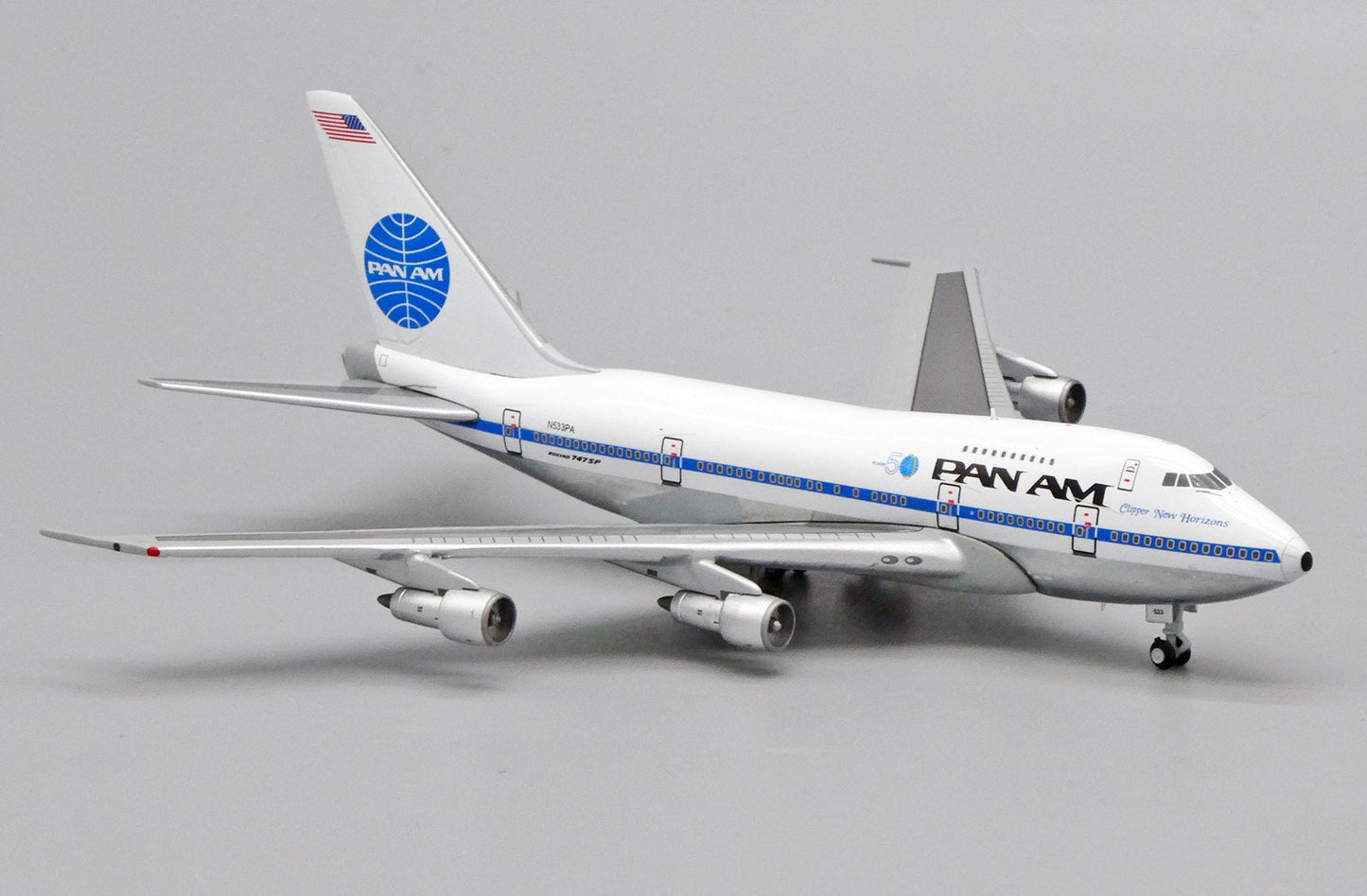 Pan Am Boeing 747SP N533PA Clipper New Horizons with Commemorative Flight 50 Logo