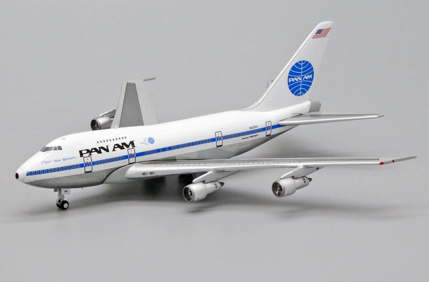 Pan Am Boeing 747SP N533PA Clipper New Horizons with Commemorative Flight 50 Logo