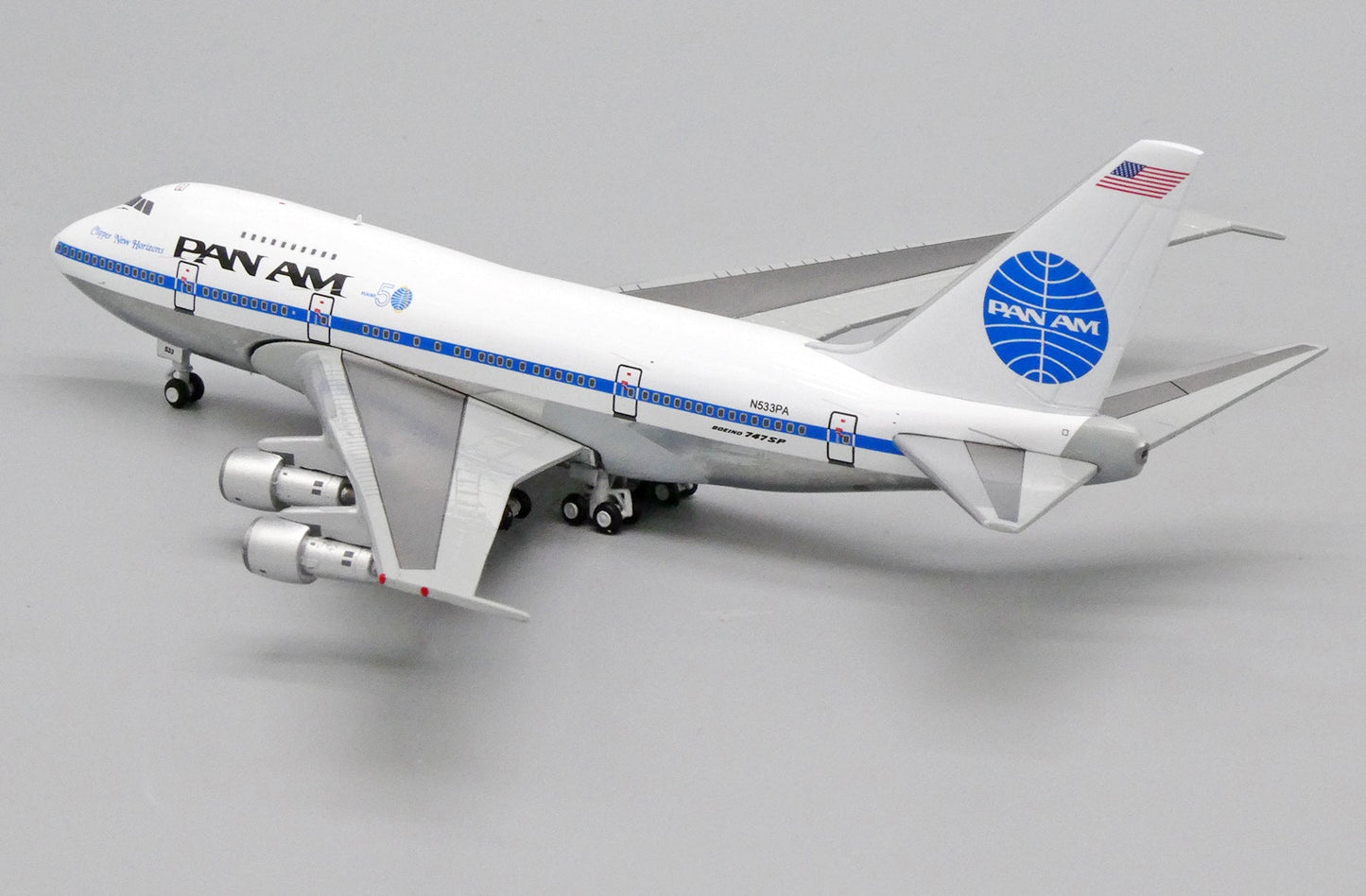 Pan Am Boeing 747SP N533PA Clipper New Horizons with Commemorative Flight 50 Logo