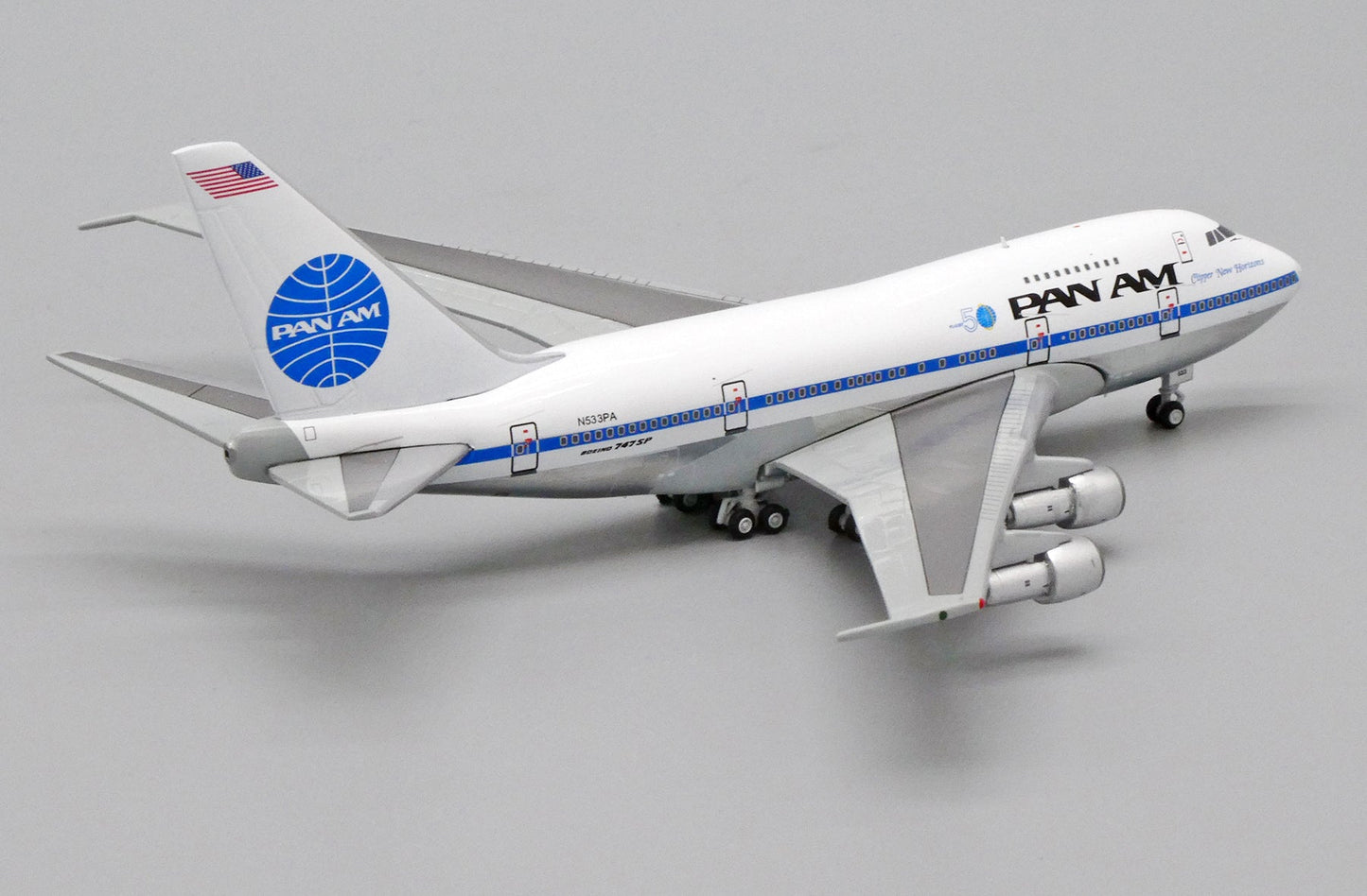 Pan Am Boeing 747SP N533PA Clipper New Horizons with Commemorative Flight 50 Logo