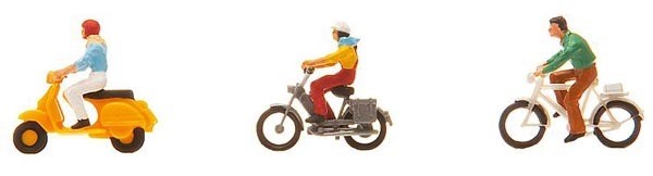 HO Cyclist & Moped Riders