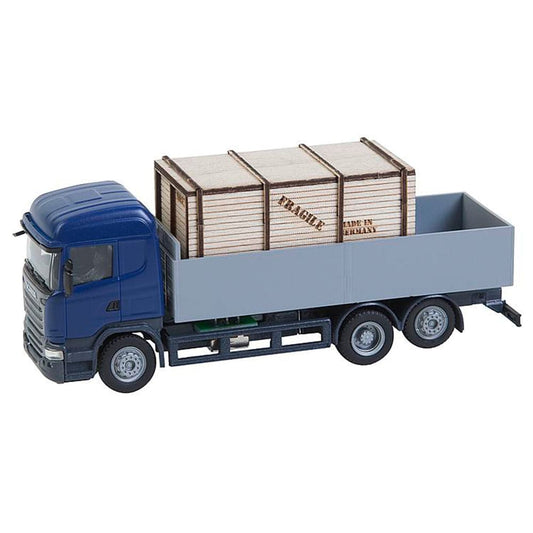 Lorry Scania R 13 HL Platform with wooden crate HERPA