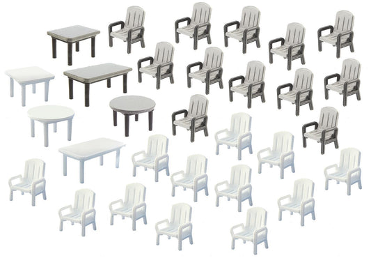 24 Garden chairs and 6 Tables