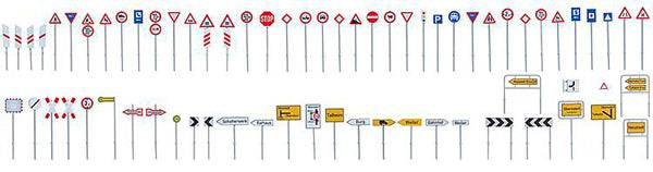 Set of traffic signs