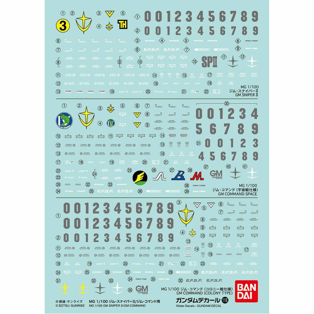 Gundam Decal 118 - MG 1/100 GM Sniper II/GM Commander