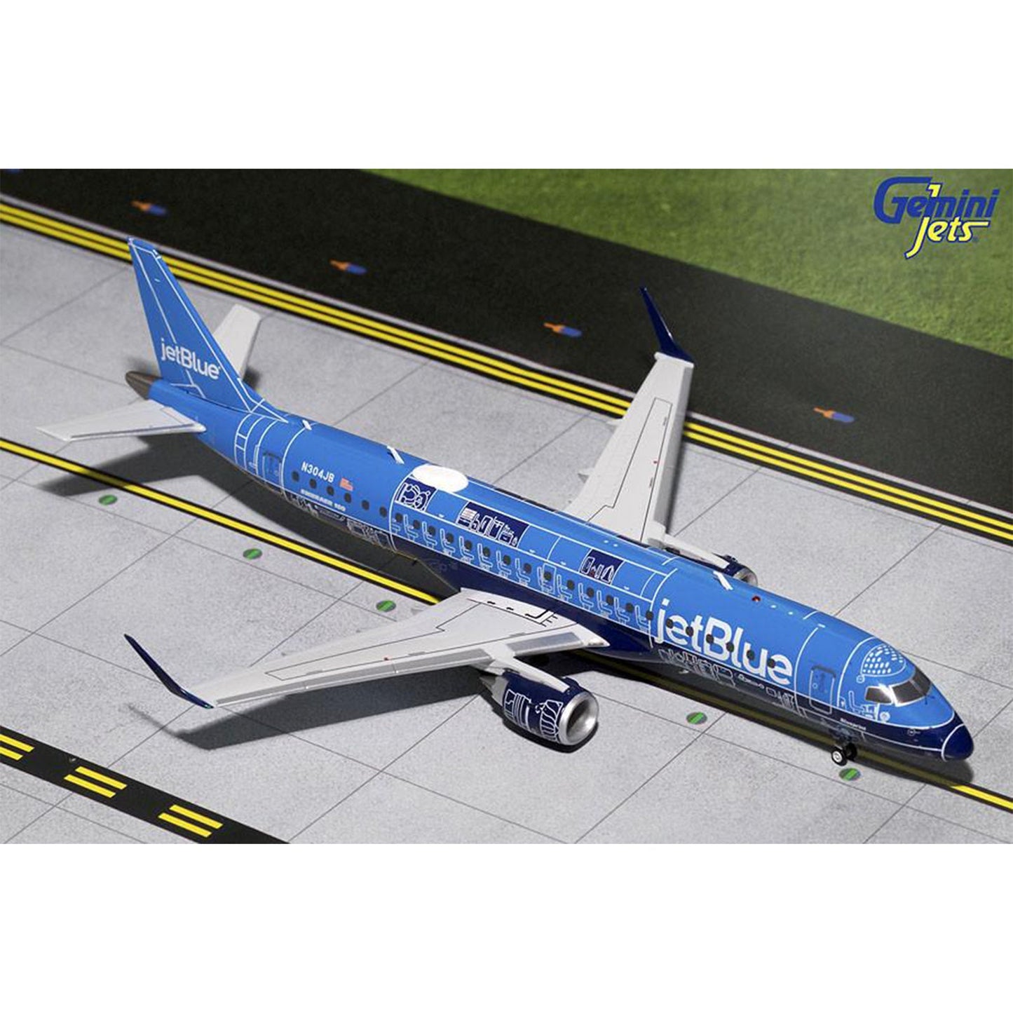 1/200 JetBlue N304JB ERJ-190 Blue Print