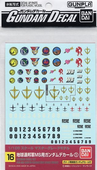 GUNDAM DECAL 16 MG MULTIUSE  FEDERATION