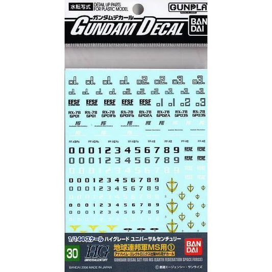 GUNDAM DECAL 30 HGUC MULTIUSE - EARTH FEDERATION 1