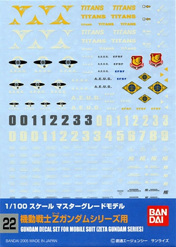 GUNDAM DECAL 22 MG MULTIUSE - ZETA