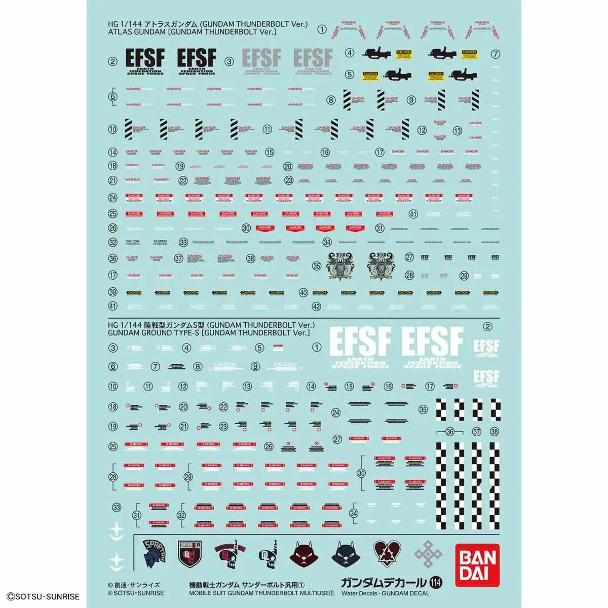 Gundam Decal 114 Mobile Suit Gundam Thunderbolt Multiuse 1
