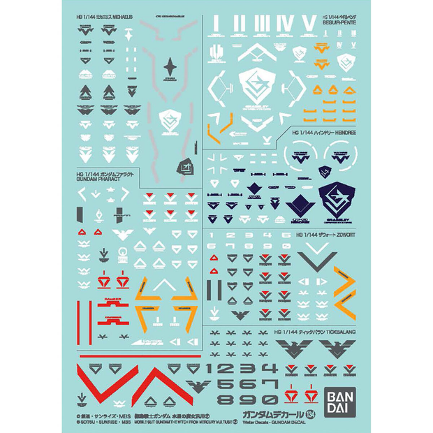 GUNDAM DECAL 134 MOBILE SUIT GUNDAM THE WITCH FROM MERCURY MULTIUSE â‘¡