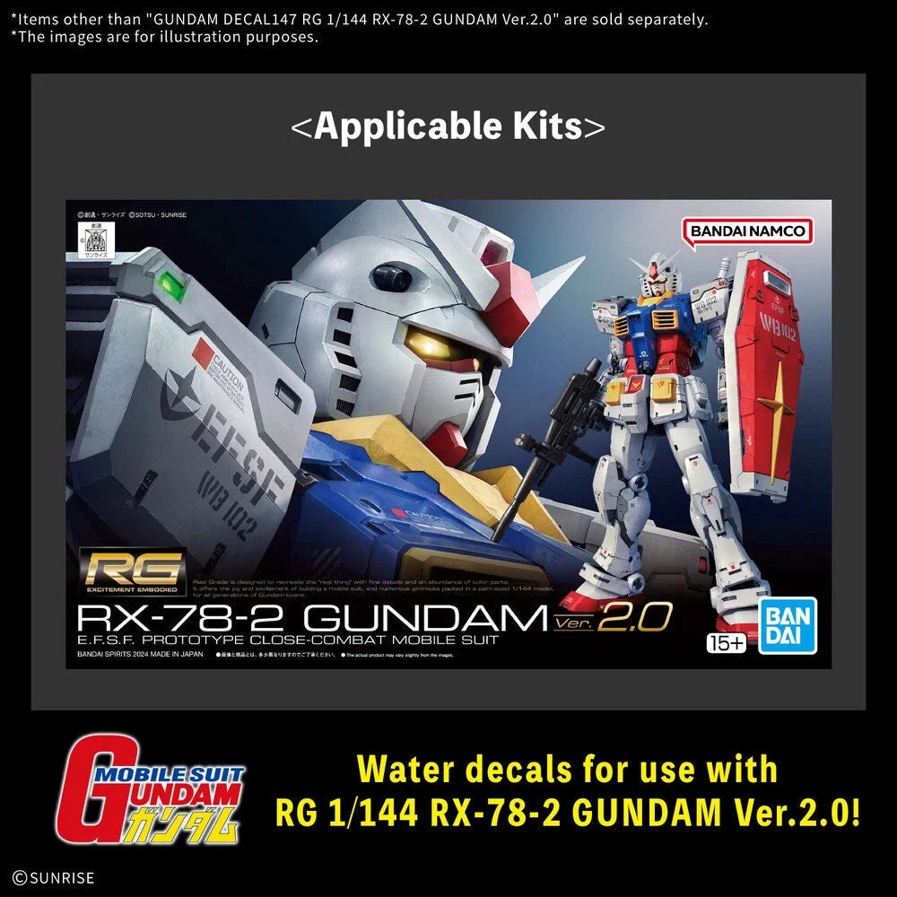 Gundam Decal147 RG 1/144 Rx-78-2 Gundam Ver.2.0