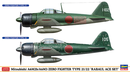 1/72 Mitsubishi A6M2B/A6M3 Zero Fighter Type 21/22 'Rabaul Ace Set' (Two Kits In The Box)