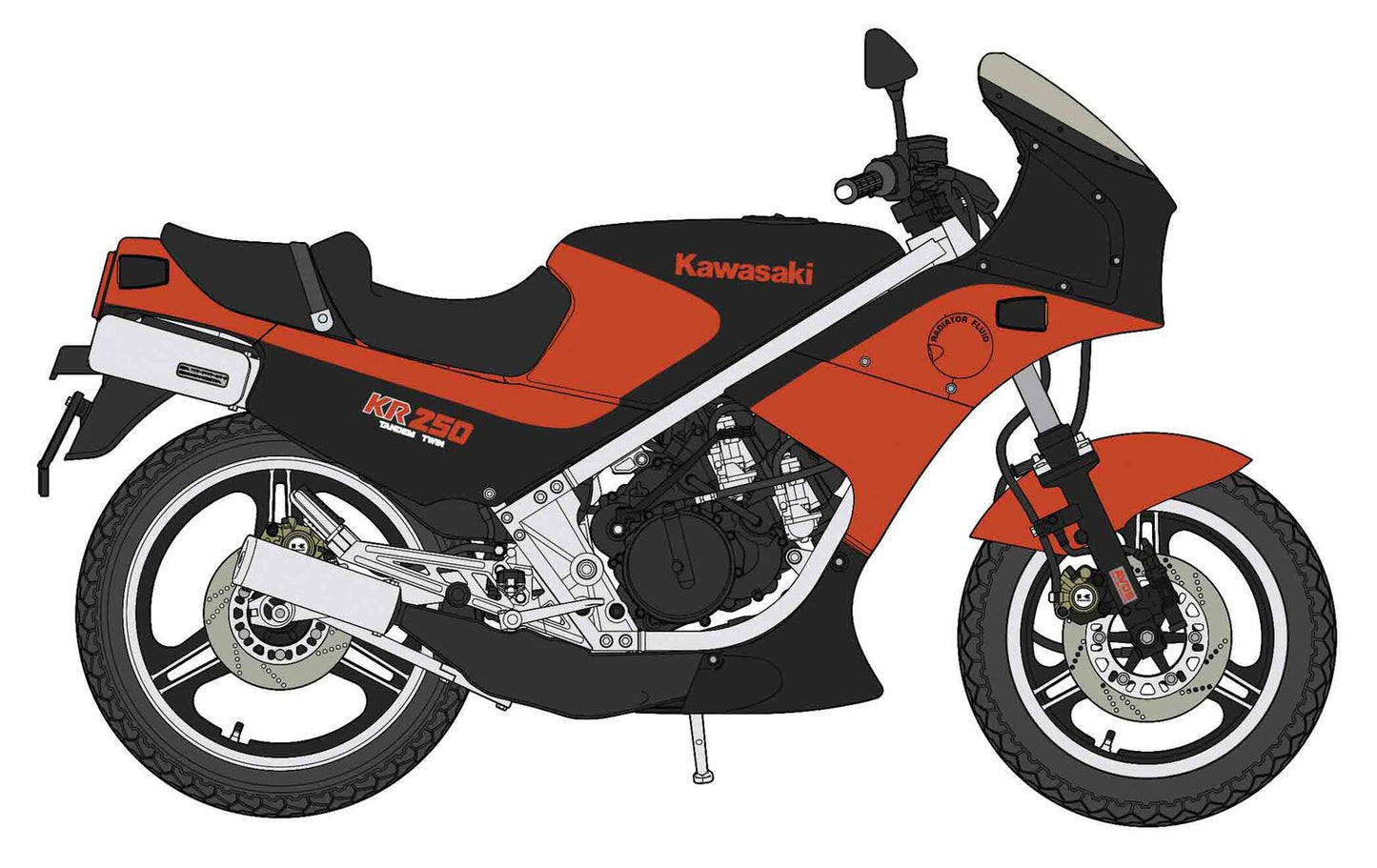 1/12  Kawasaki KR250 KR250A  - BLACK/RED COLOR -