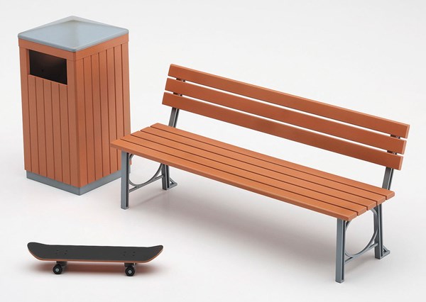 1/12 PARK BENCH & TRASH CAN