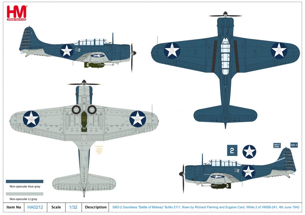 1/32 SBD-2 Battle of Midway BuNo 2111 flown by Richard Fleming and Eugene Card White 2 of VMSB-241 4