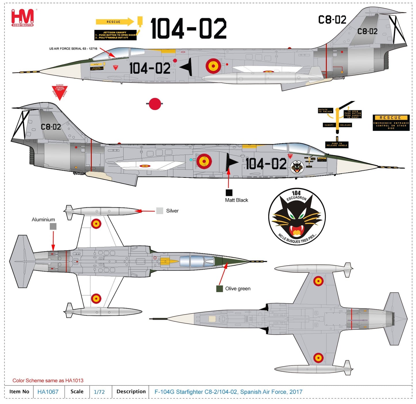 1/72 F-104G Starfighter C-8-2/104-02 Spanish Air Force 2017