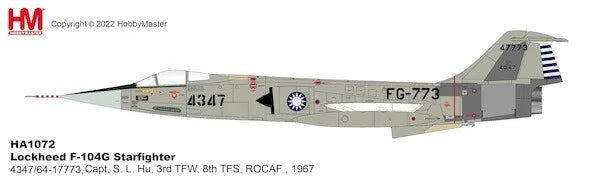 1/72 Lockheed F-104G Starfighter 4347 Capt S L Hu 3rd TFW 8th TFS ROCAF 1967