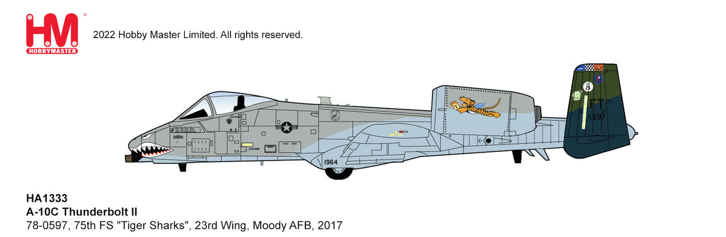 1/72 A-10C Thunderbolt II 78-0597 75th FS  - Tiger Sharks -  23rd Wing Moody AFB 2017