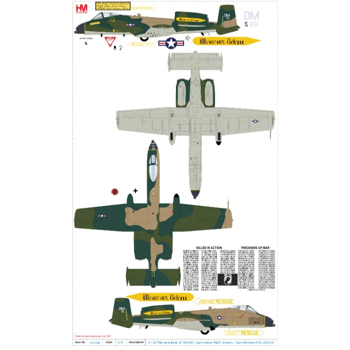 1/72 A-10C "Memphis Belle III" 78-0651 Capt Lindsay "Mad" Johnson David-Monthan AFB 2023-24