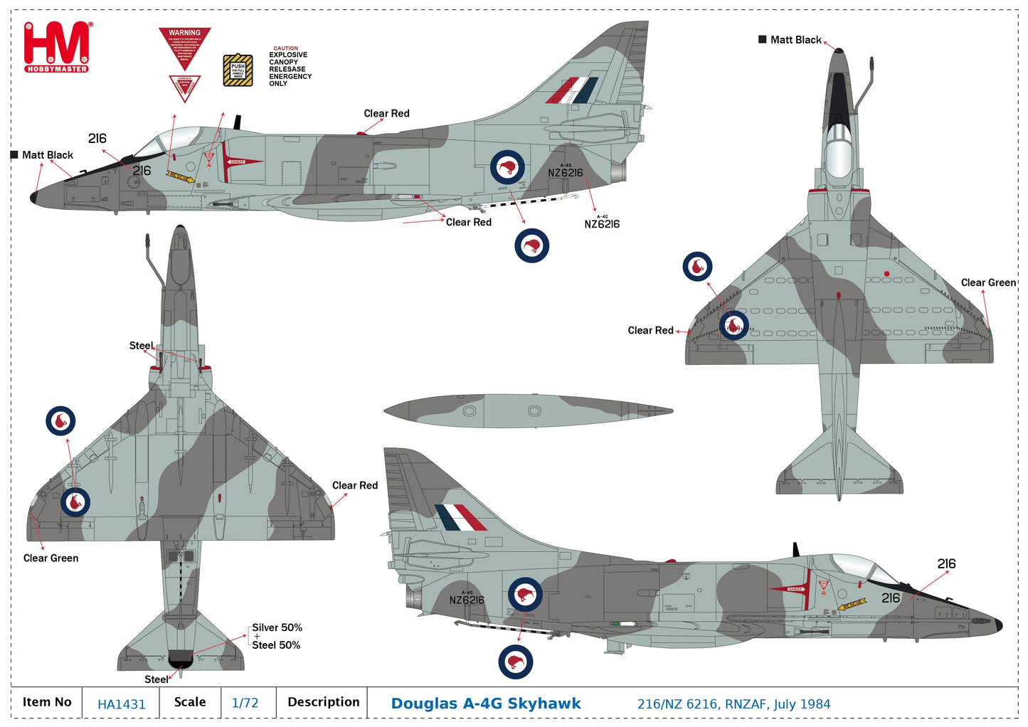 1/72 Douglas A-4G Skyhawk 216/NZ 6216 RNZAF July 1984