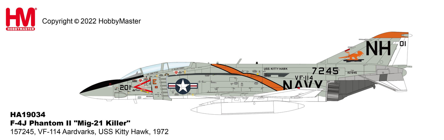 19034 1/72 F-4J Phantom II  - Mig-21 Killer -  157245 VF-114 Aardvarks USS Kitty Hawk 1972