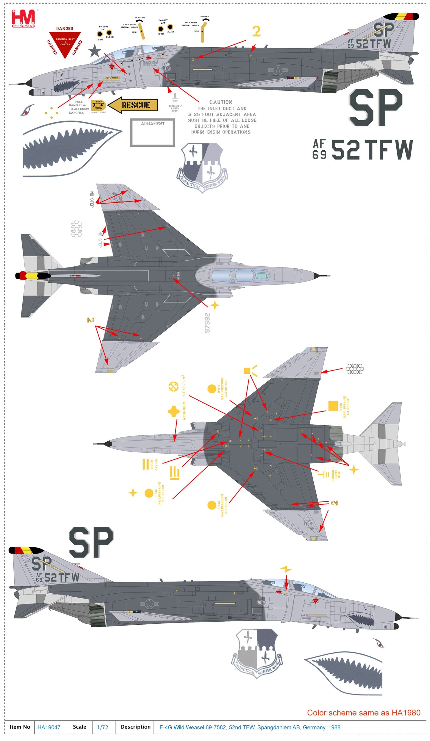 1/72 F-4G Wild Weasel 69-7582 52nd TFW Spangdahlem AB Germany 1988