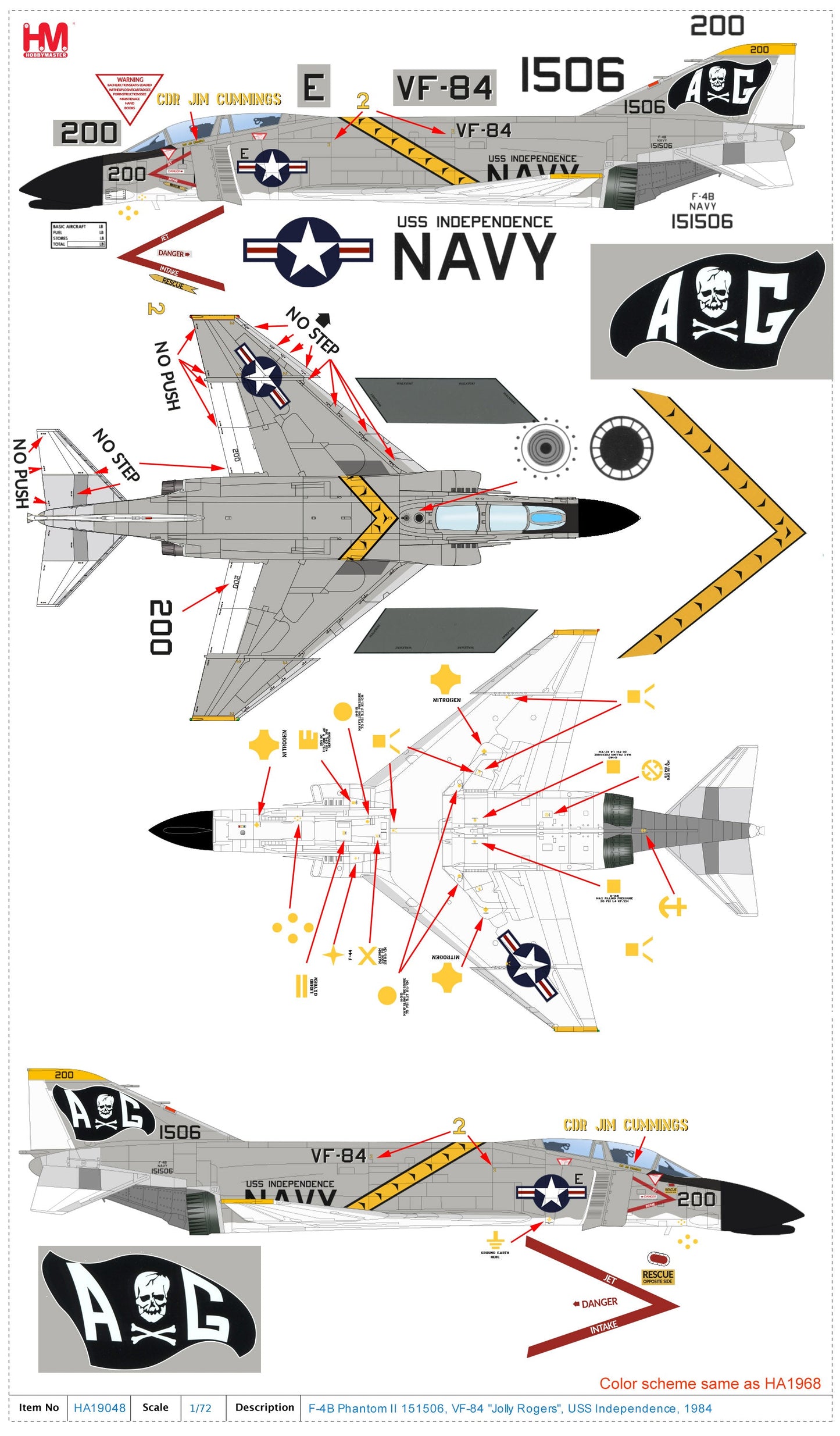 1/72 F-4B Phantom II 151506 VF-84 'Jolly Rogers' USS Independence 1984