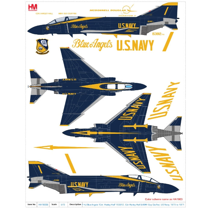 1/72 F-4J Blue Angels 'Cdr. Harley Hall' 153812 Cdr Harley Hall & AMHI Guy Giuffrai US Navy 1970-71