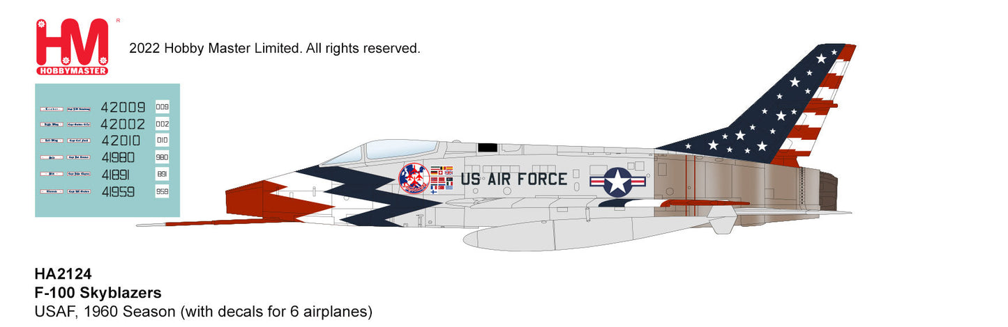 1/72 F-100 Skyblazers USAF 1960 Season (with Decals for 6 Airplanes)