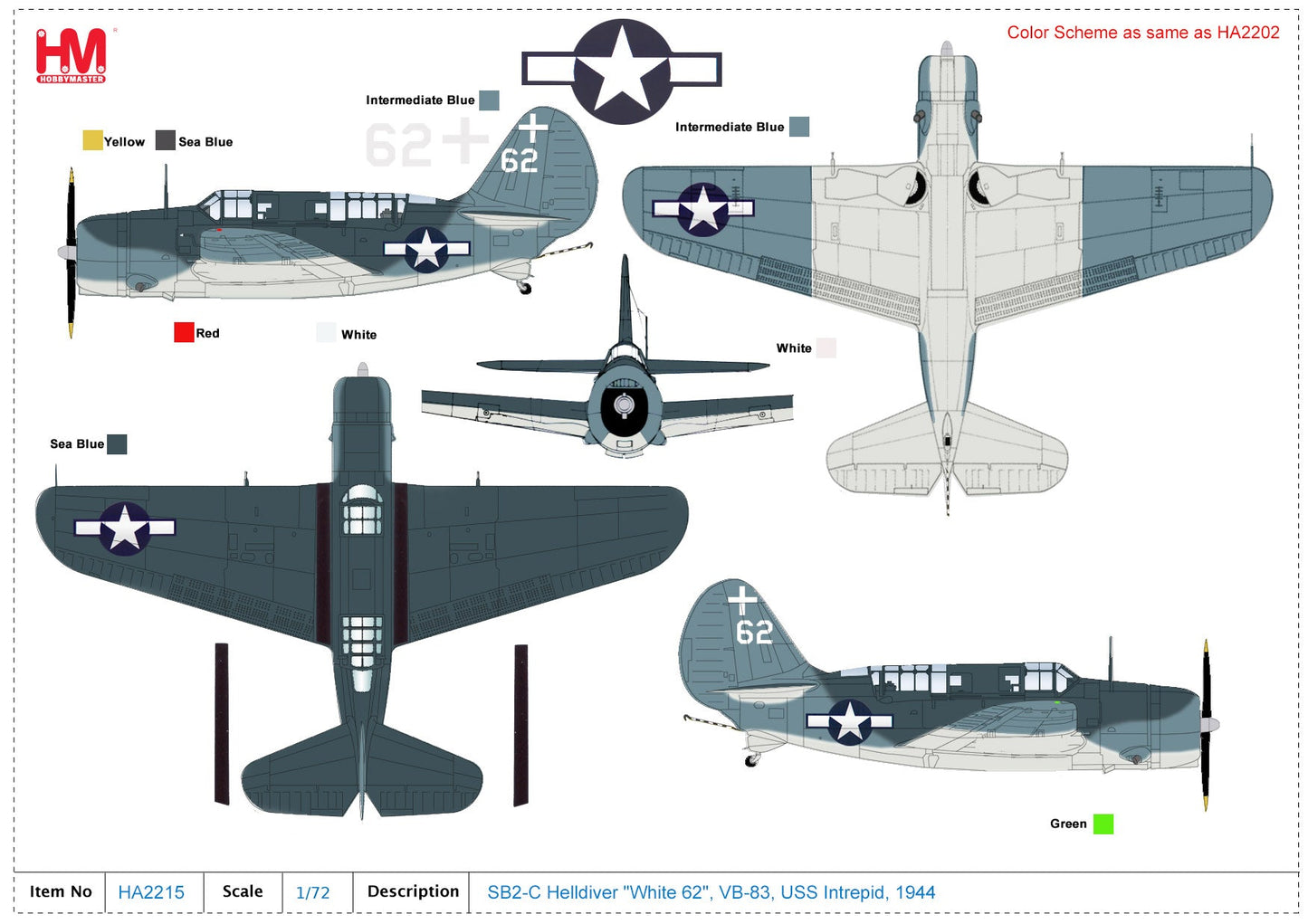 1/72 SB2-C Helldiver White 62 VB-18 USS Intrepid 1944