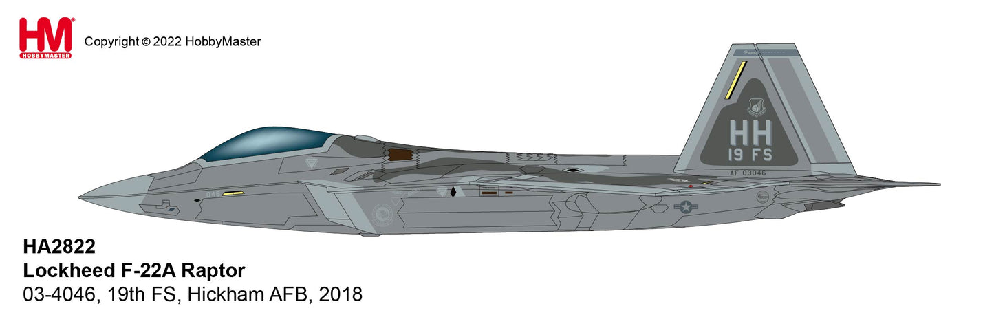 1/72 Lockheed F22A Raptor 044046 19th FS Hickam AFB 2018