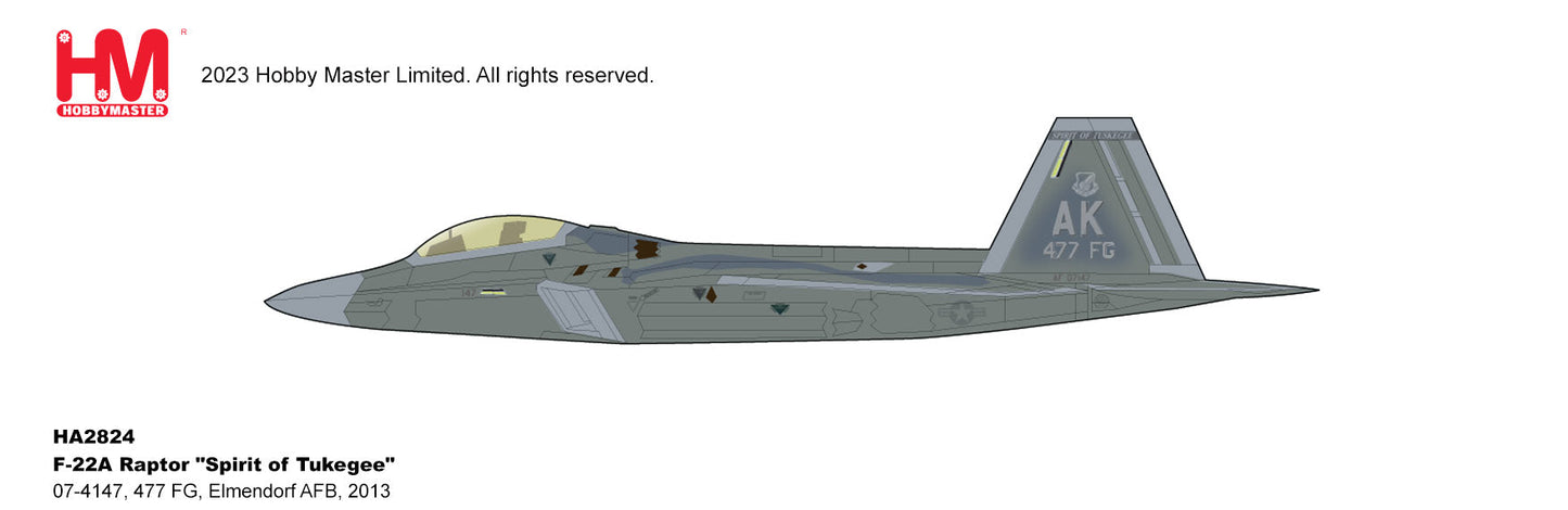 1/72 F-22A Raptor "Spirit of Tukegee" 07-4147 477 FG Elmendorf AFB 2013