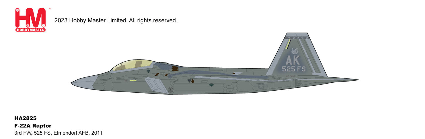 1/72 F-22A Raptor 3rd FW 525 FS Elmendorf AFB 2011 (with 4 X Aim-120 On Outerboard)