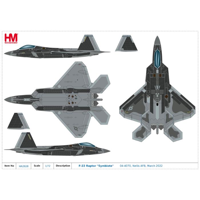 1/72 F-22 Raptor "Symbiote" 04-4070 Nellis AFB March 2022