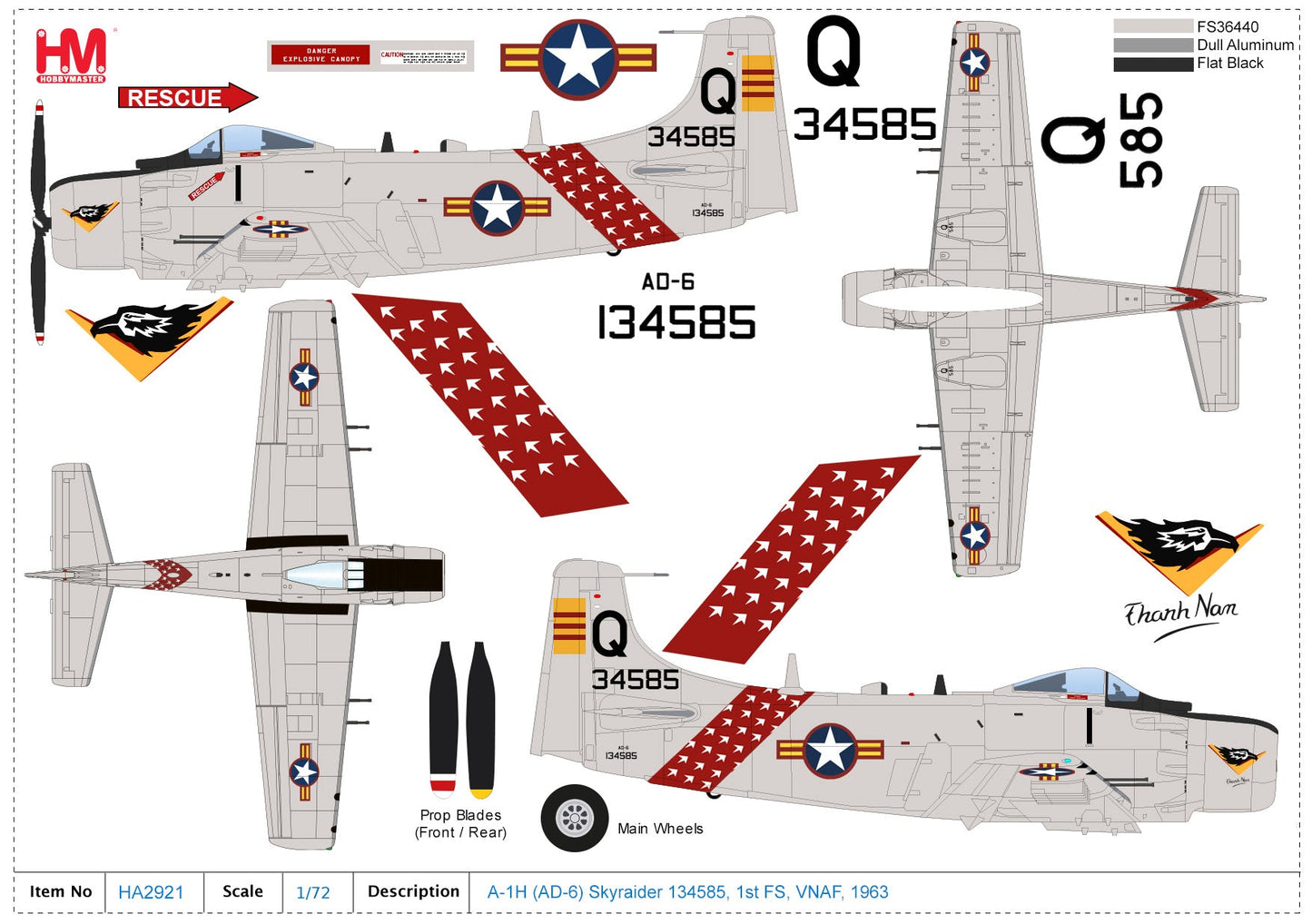 1/72 A-1H (AD-6) Skyraider 134585 1st FS VNAF 1963