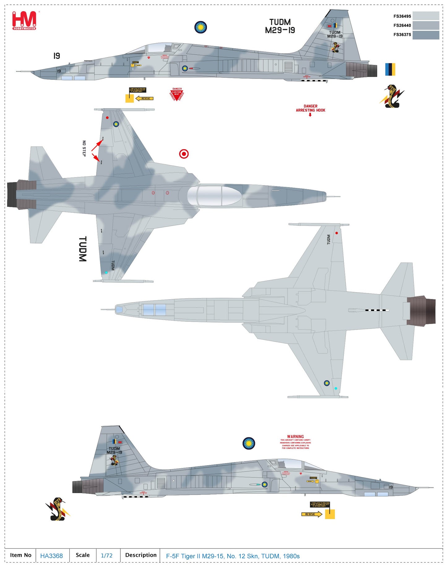 1/72 RF-5E 'Tiger Eye' M29-19 No. 11 Sqn. TUDM 1980s