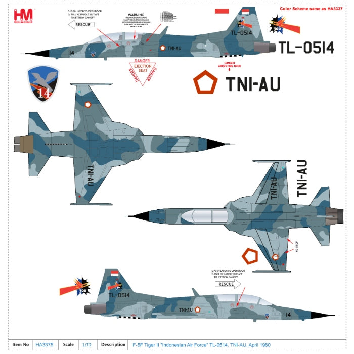 1/72 F-5F Tiger II "Indonesian Air Force" TL-0514 TNI-AU April 1980