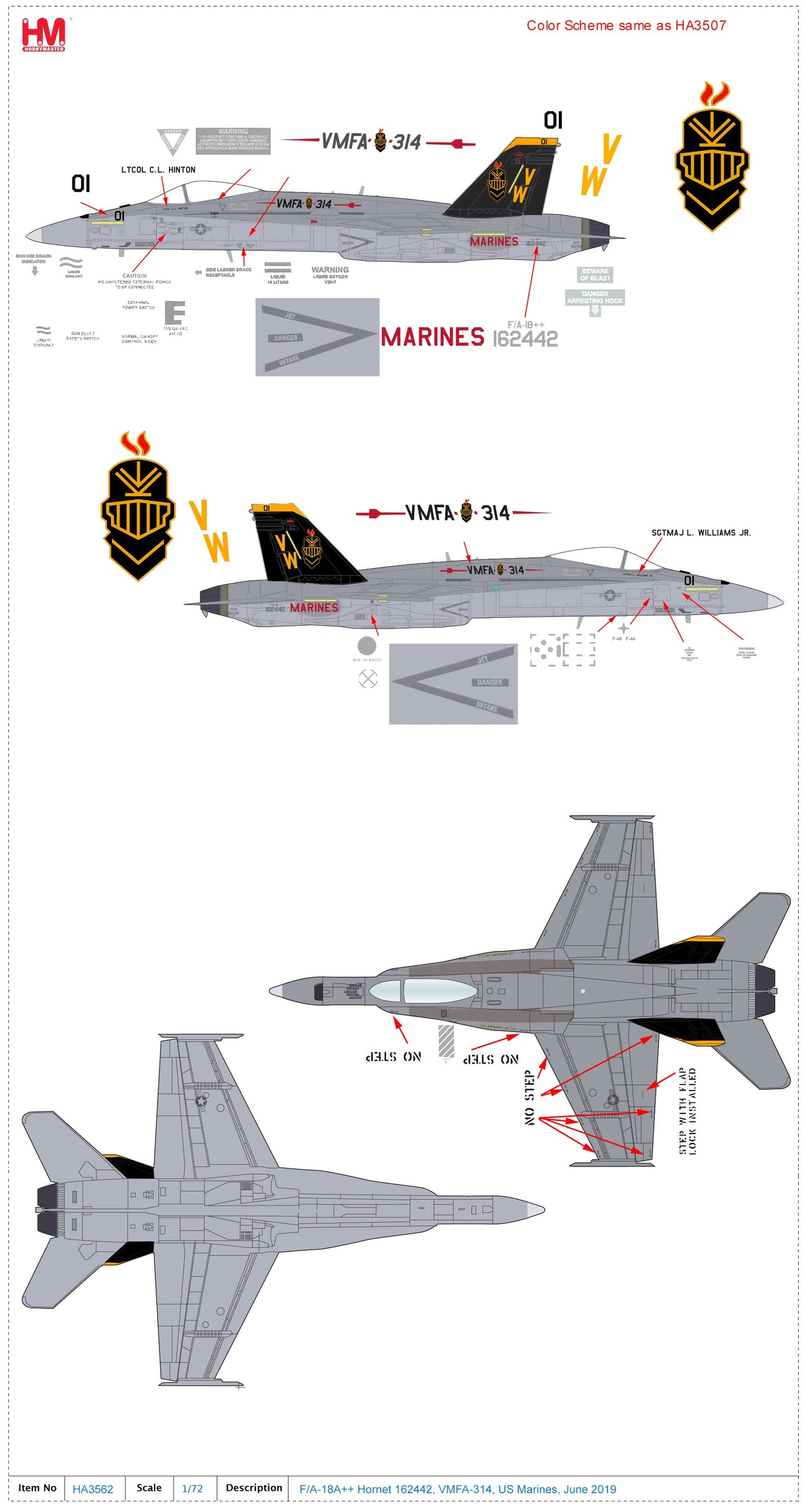 1/72 F/A-18A++ Hornet 162442 VMFA-314 US Marines June 2019