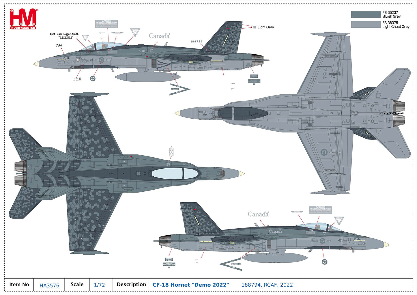 1/72 CF-18 Hornet "Demo 2022" 188794 RCAF 2022