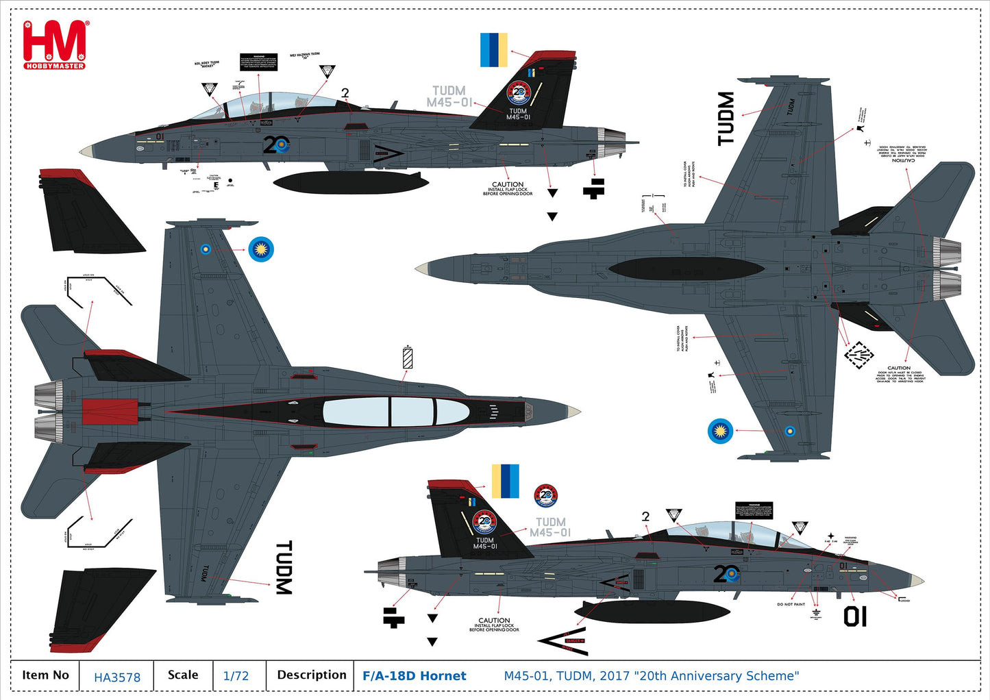 1/72 F/A-18D Hornet M45-01 TUDM 2017 '20th Anniversary Scheme'