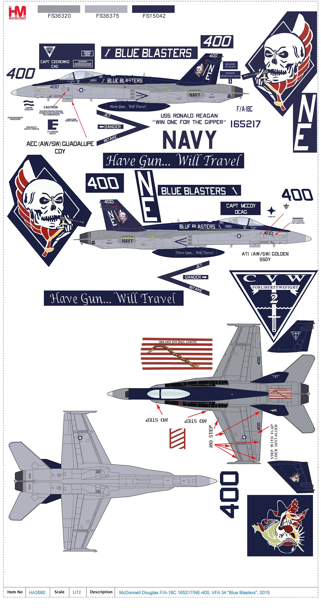 1/72 McDonnell Douglas F/A-18C 165217/NE-400 VFA 34 "Blue Blasters" 2015