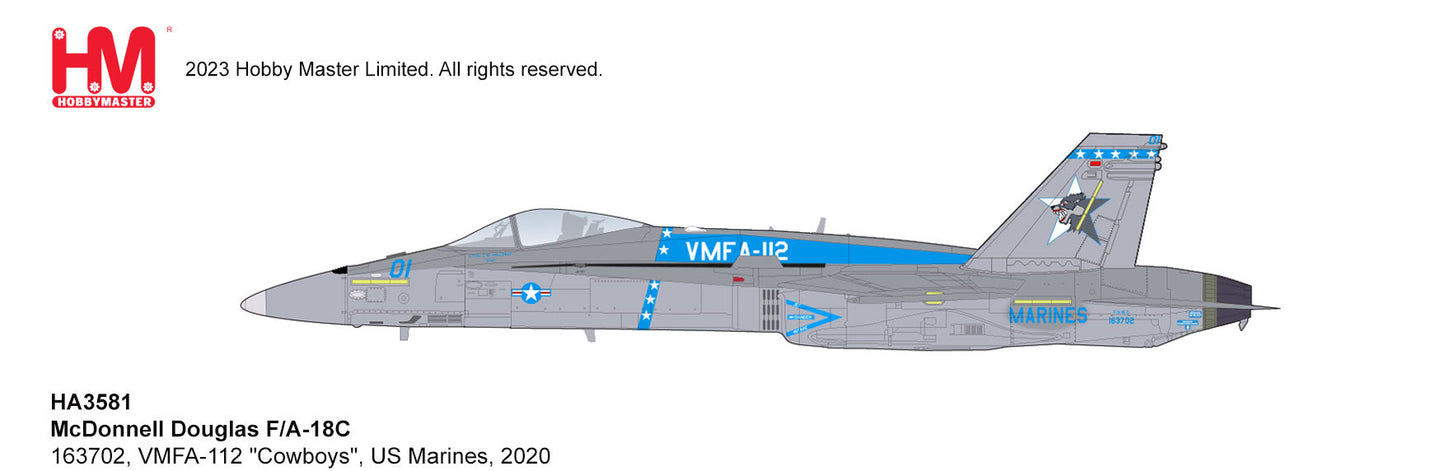 1/72 McDonnell Douglas F/A-18C 163702 VMFA-112 "Cowboys" US Marines 2020