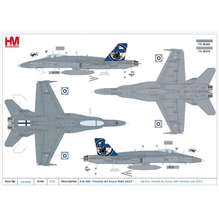 1/72 F/A-18C "Finnish Ari Force RIAT 2023" HN-411 Finnish Air Force RAF Fairford July 2023