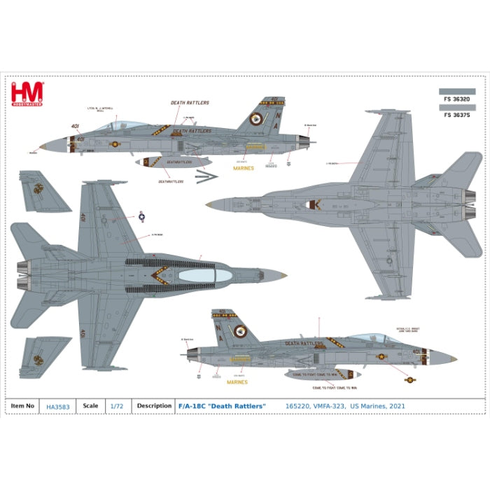 1/72 F/A-18C "Death Rattlers" 165220 VMFA-323  US Marines 2021