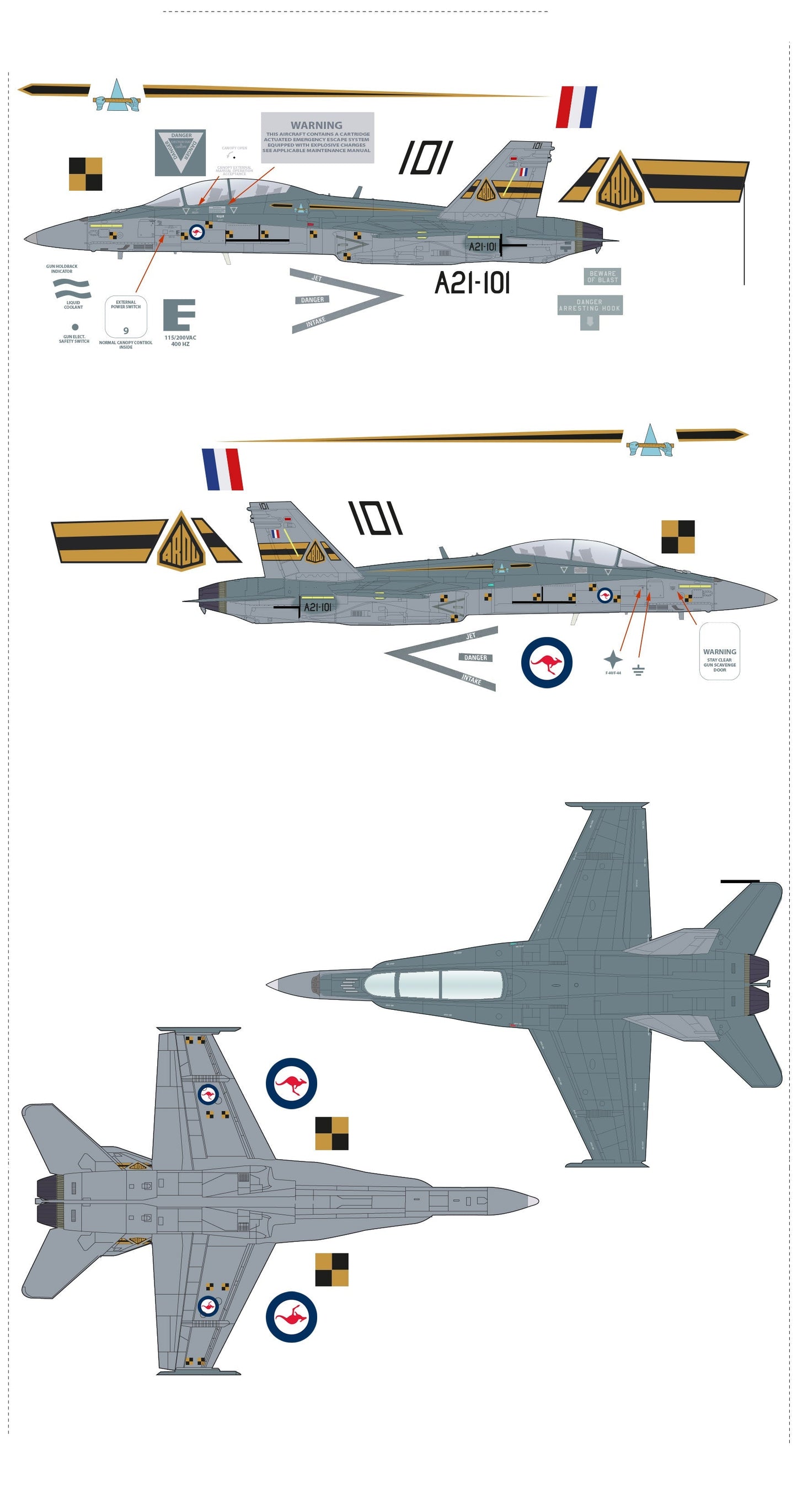 1/72 F/A-18B Hornet "ARDU" A21-101 RAAF (with 2 x AGM-158)