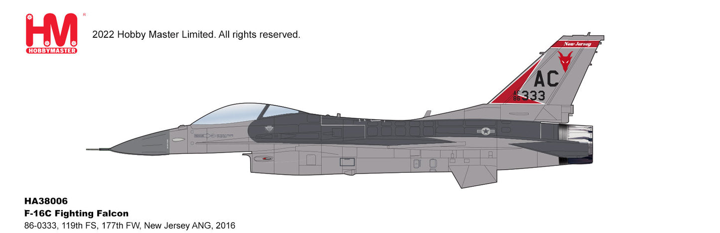 1/72 F16C Fighting Falcon 86-0333 119th FS 177th FW New Jersey ANG 20116