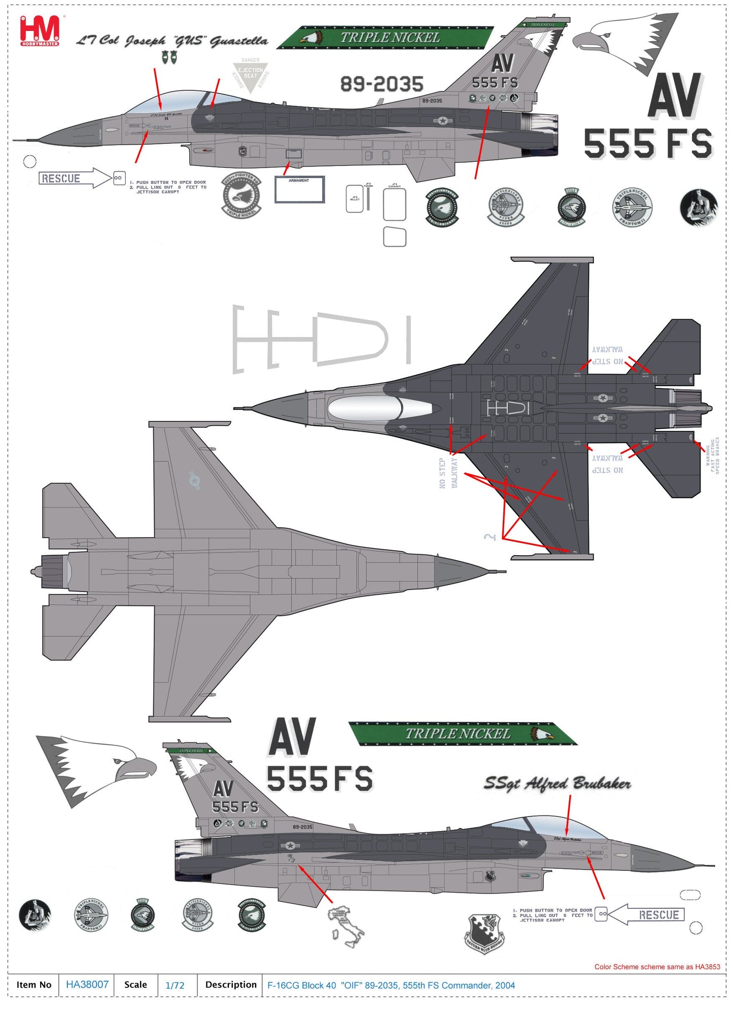 1/72 F-16CG Block 40 "OIF" 89-2035 555th FS Commander 2004