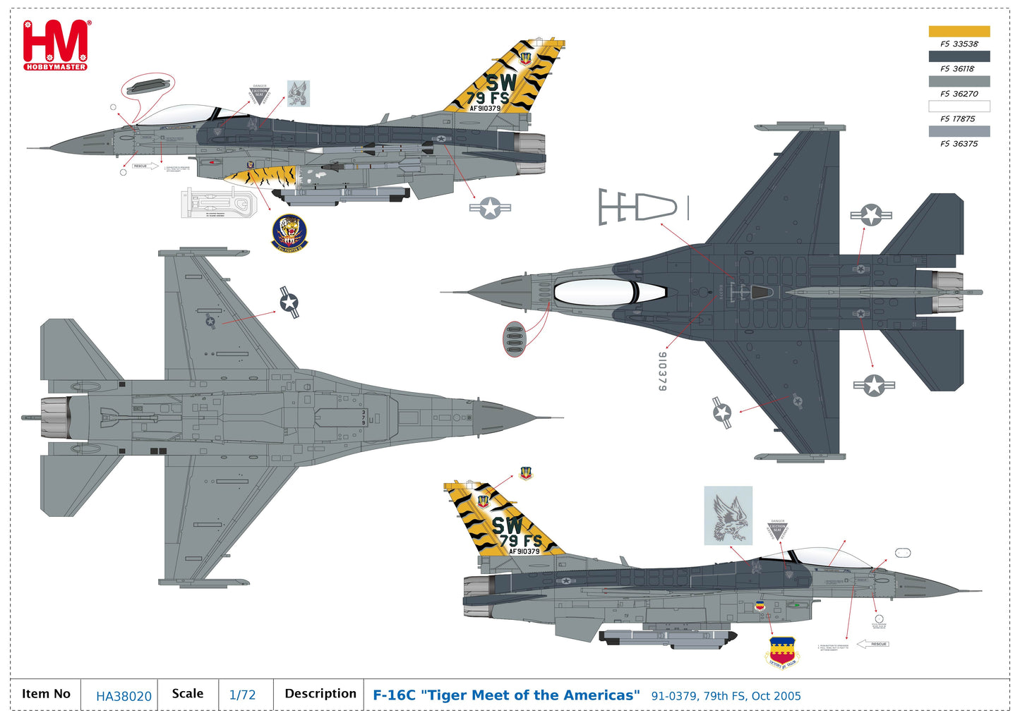 1/72 F-16C 'Tiger Meet of the Americas' 91-0379 79th FS Oct 2005