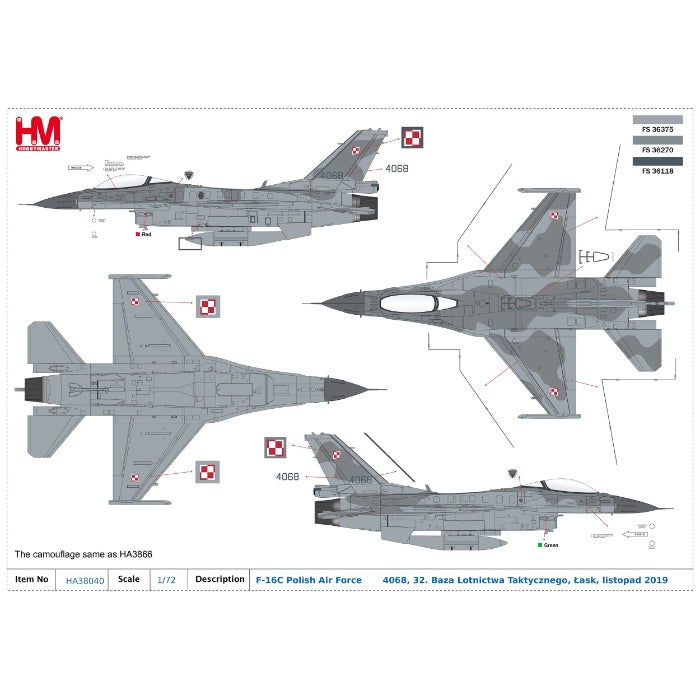 1/72 F-16C Polish Air Force 4068 32. Baza Lotnictwa Taktycznego Lask listopad 2019